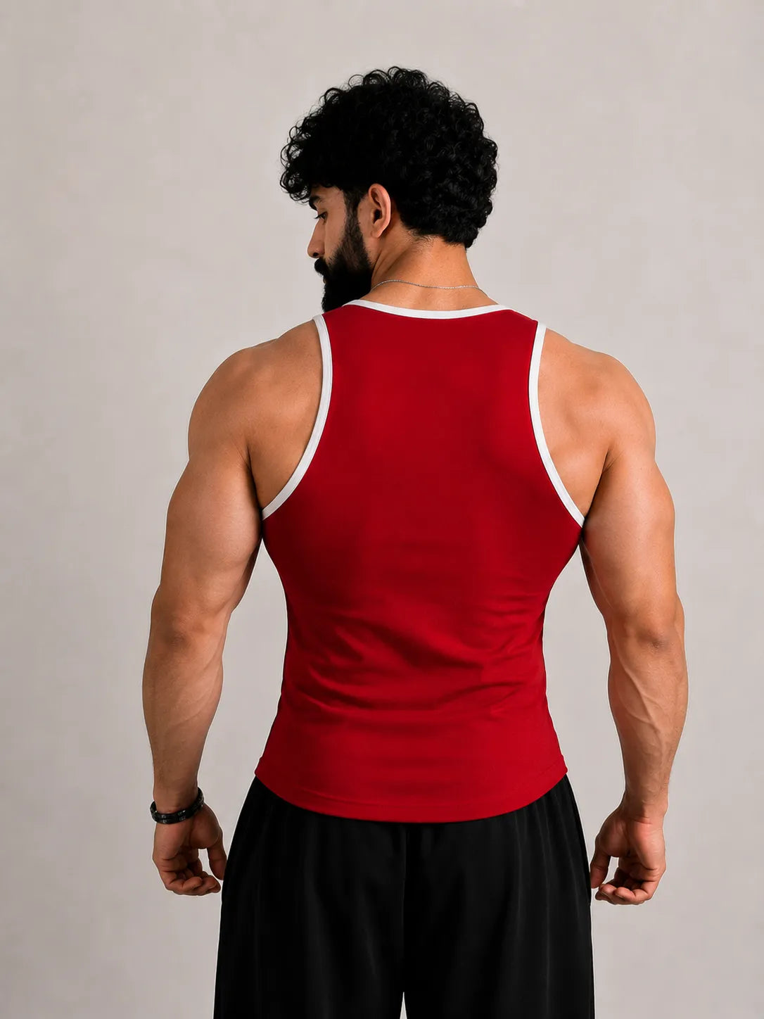 Modern red gym vest with athletic compression fit