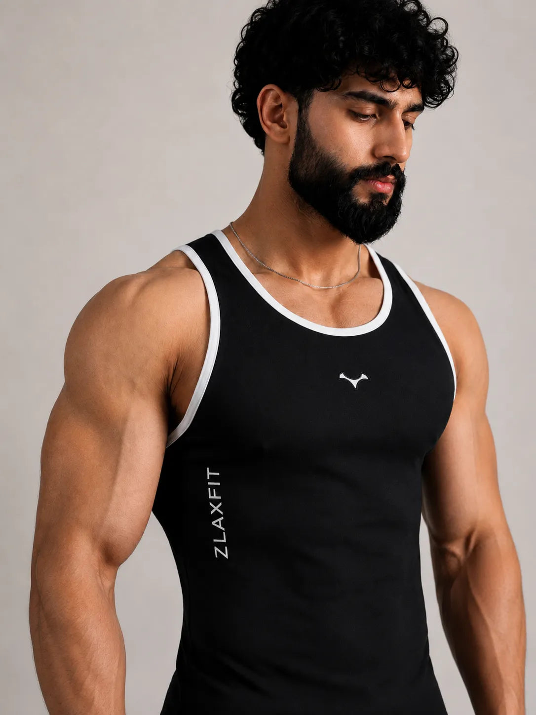 Sleeveless black gym compression shirt for workouts