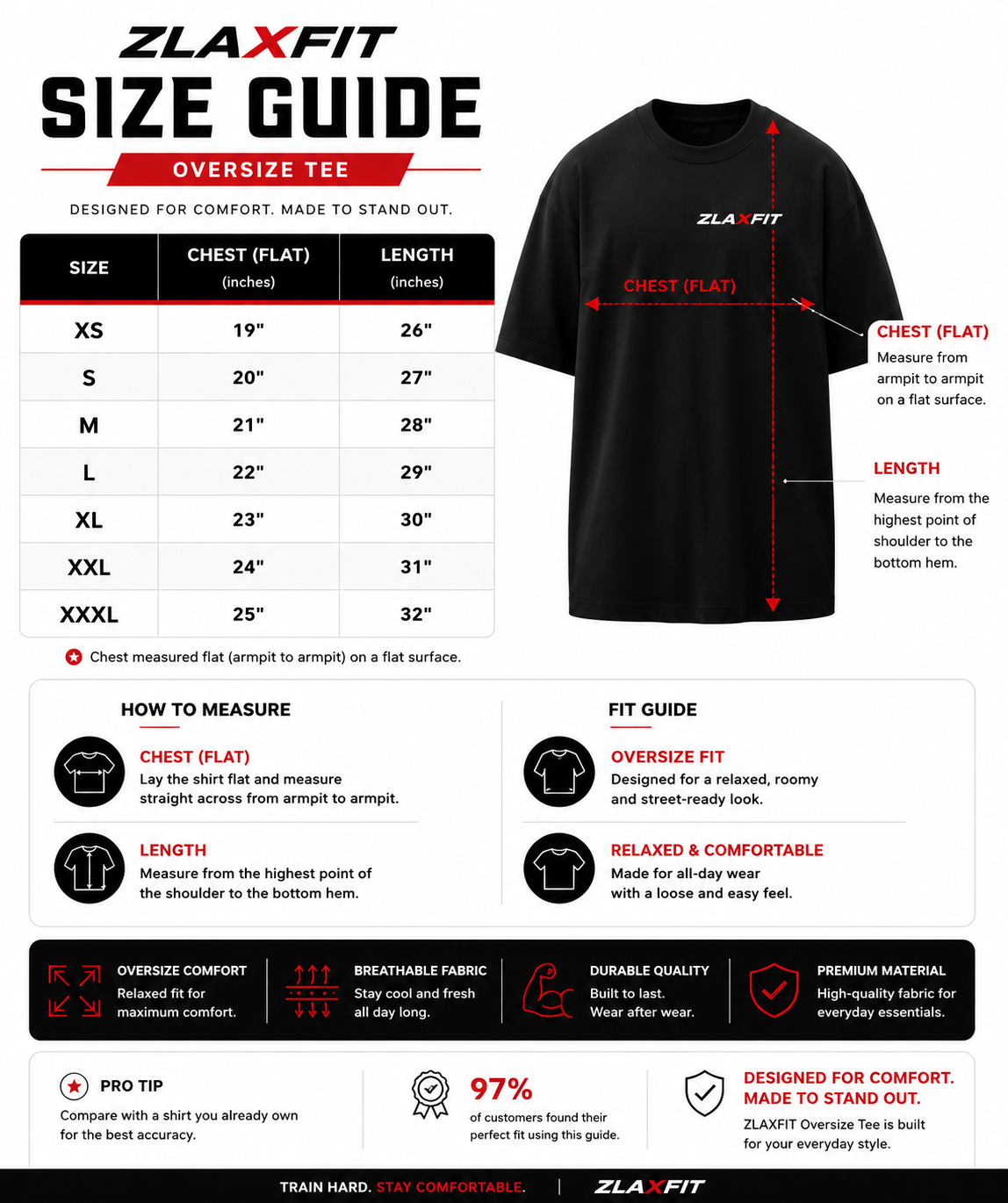 Obscura Camo Tee Size Guide