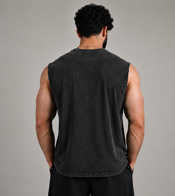 ZF Acid Wash Cropped Tank with modern gym styling