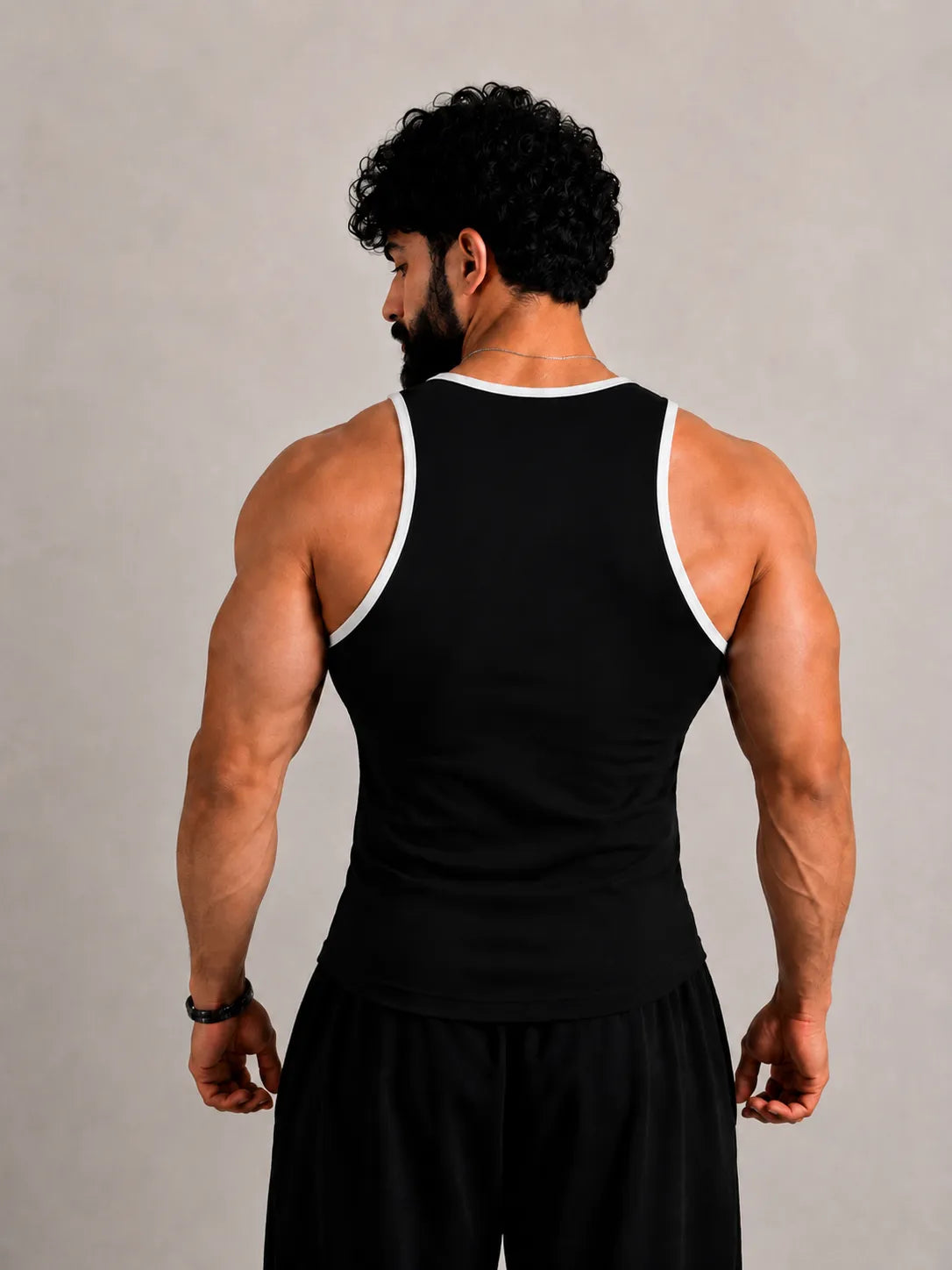 Modern black gym vest with athletic compression fit