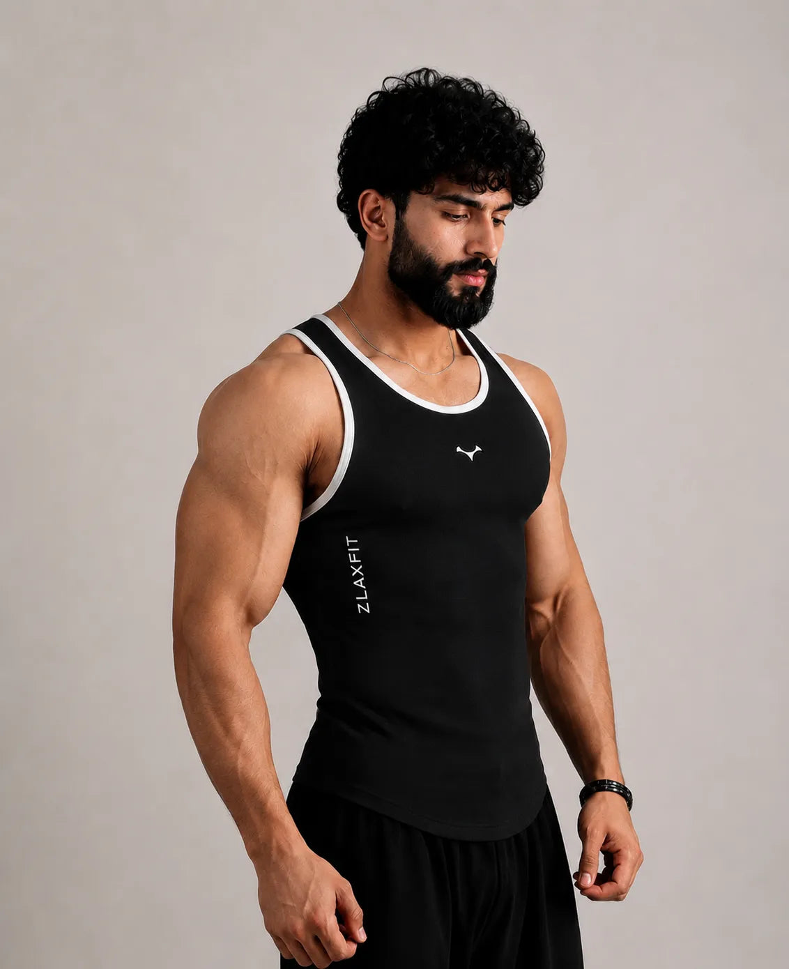 Men’s black athletic compression vest by Zlaxfit