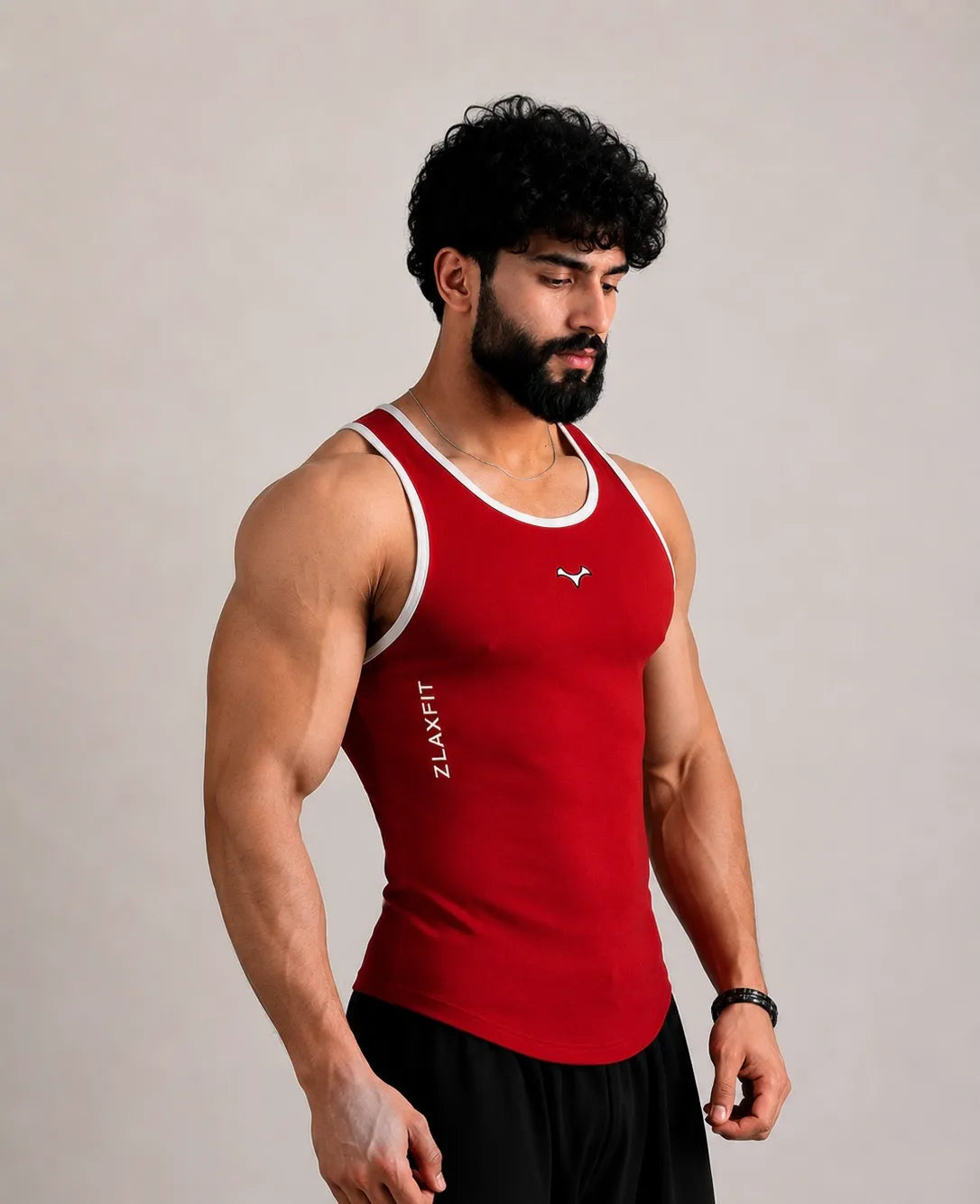 Men’s red athletic compression vest by Zlaxfit