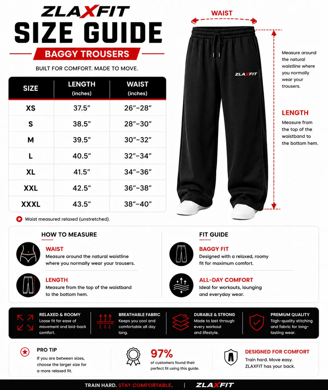 Chrome Phantom Joggers Size Guide
