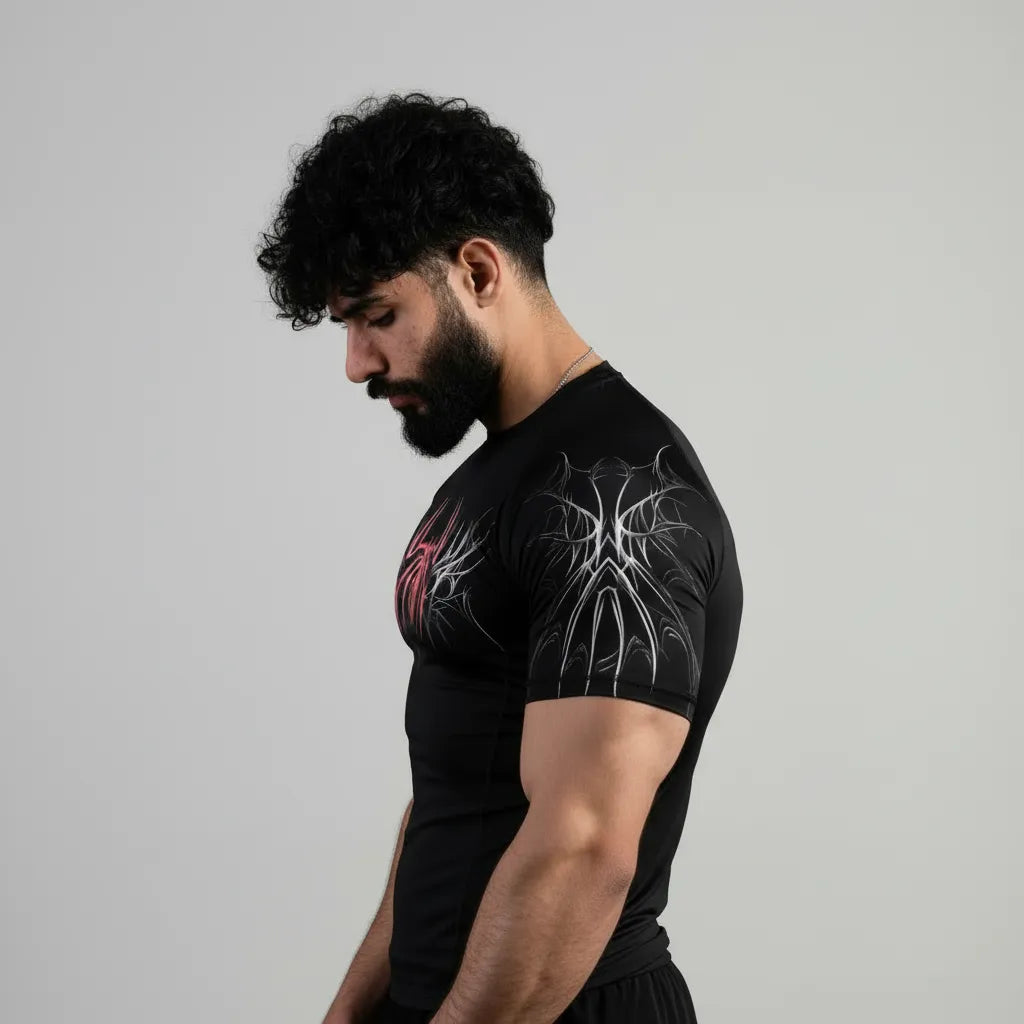 Spider Web Compression-T-Shirt (Red)