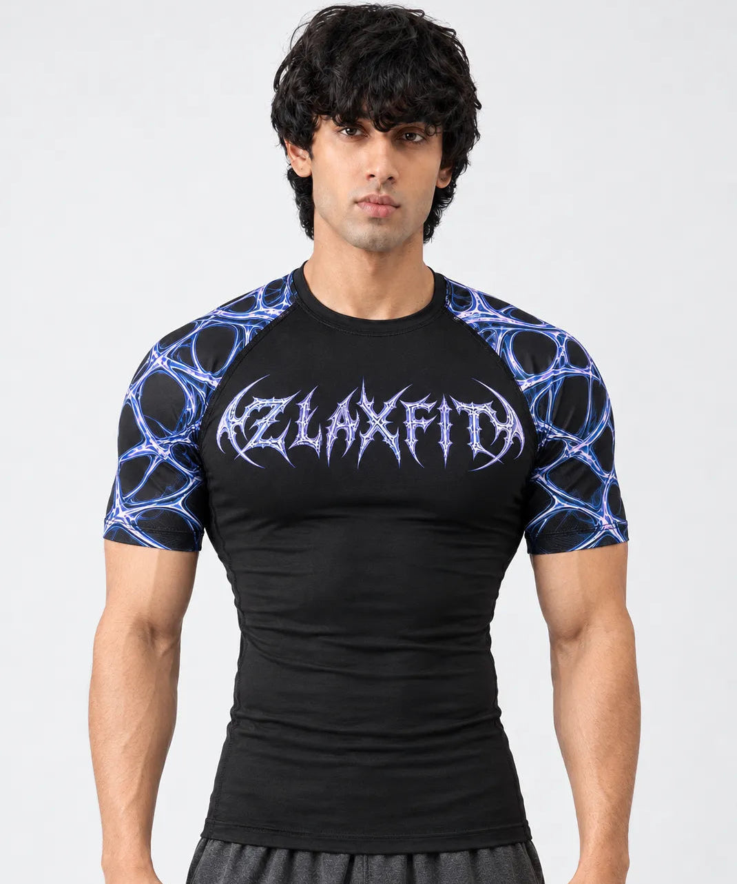 Black athletic training shirt for men by ZlaxFit
