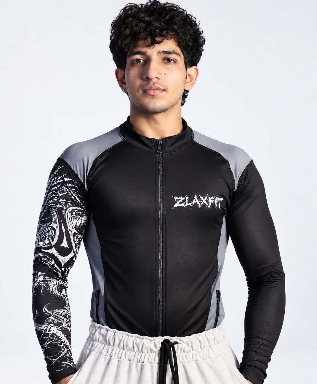 Black men's athletic jacket by ZlaxFit