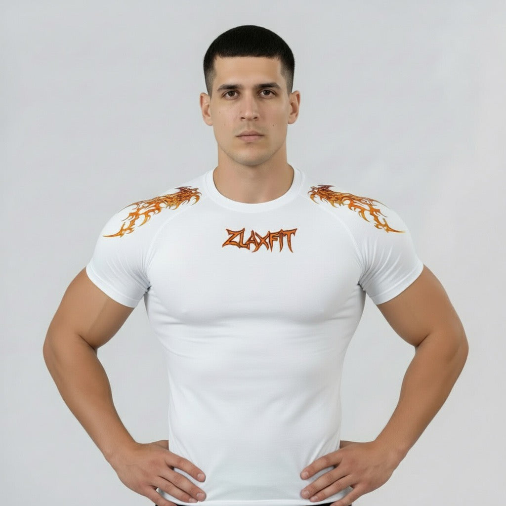 Cobra Heat Compression White for men by Zlaxfit premium gym wear in Pakistan