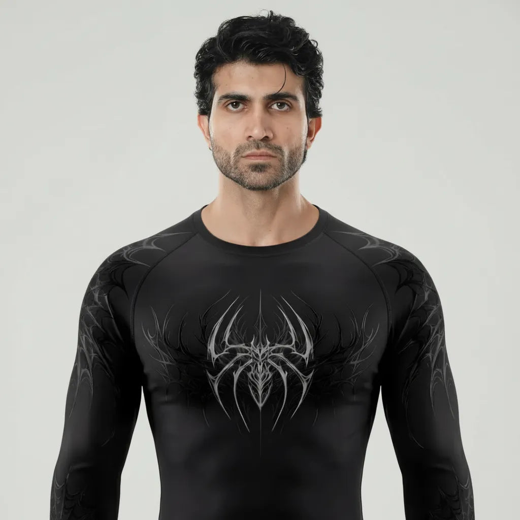 Dark compression shirt for men breathable fitness clothing by Zlaxfit