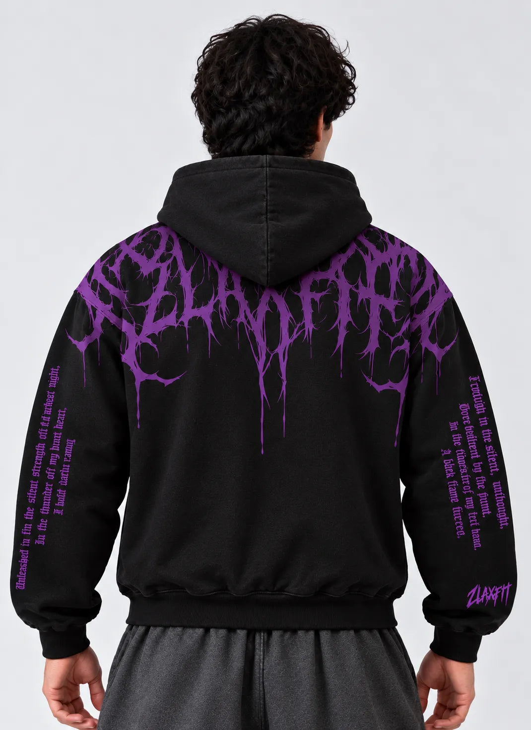 Darkborn black hoodie made from 100% cotton fleece by Zlaxfit