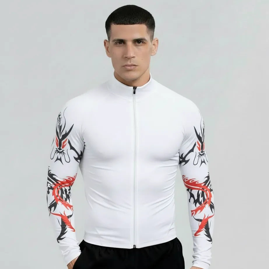Draco Rage Zip Compression White for men by Zlaxfit premium gym wear in Pakistan