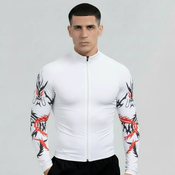 Draco Rage Zip Compression White for men by Zlaxfit premium gym wear in Pakistan