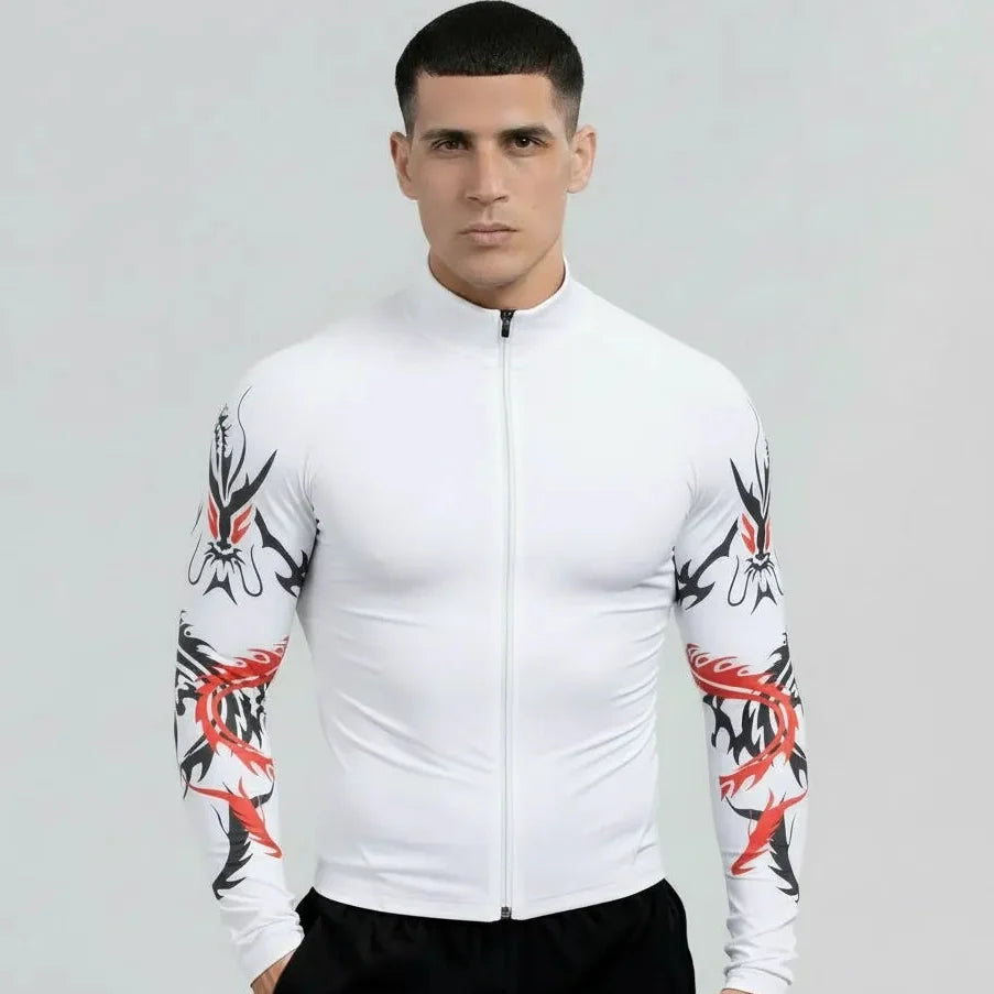 Draco Rage Zip Compression White for men by Zlaxfit premium gym wear in Pakistan