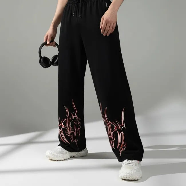Flare joggers with graphic artwork
