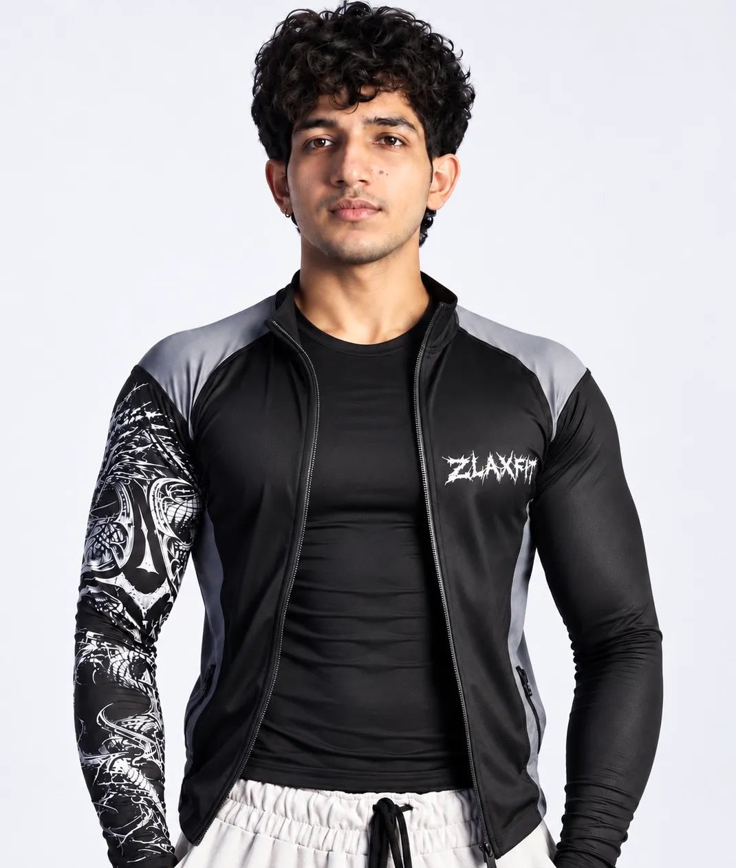 Kuro Divinity black training jacket with a full front zipper