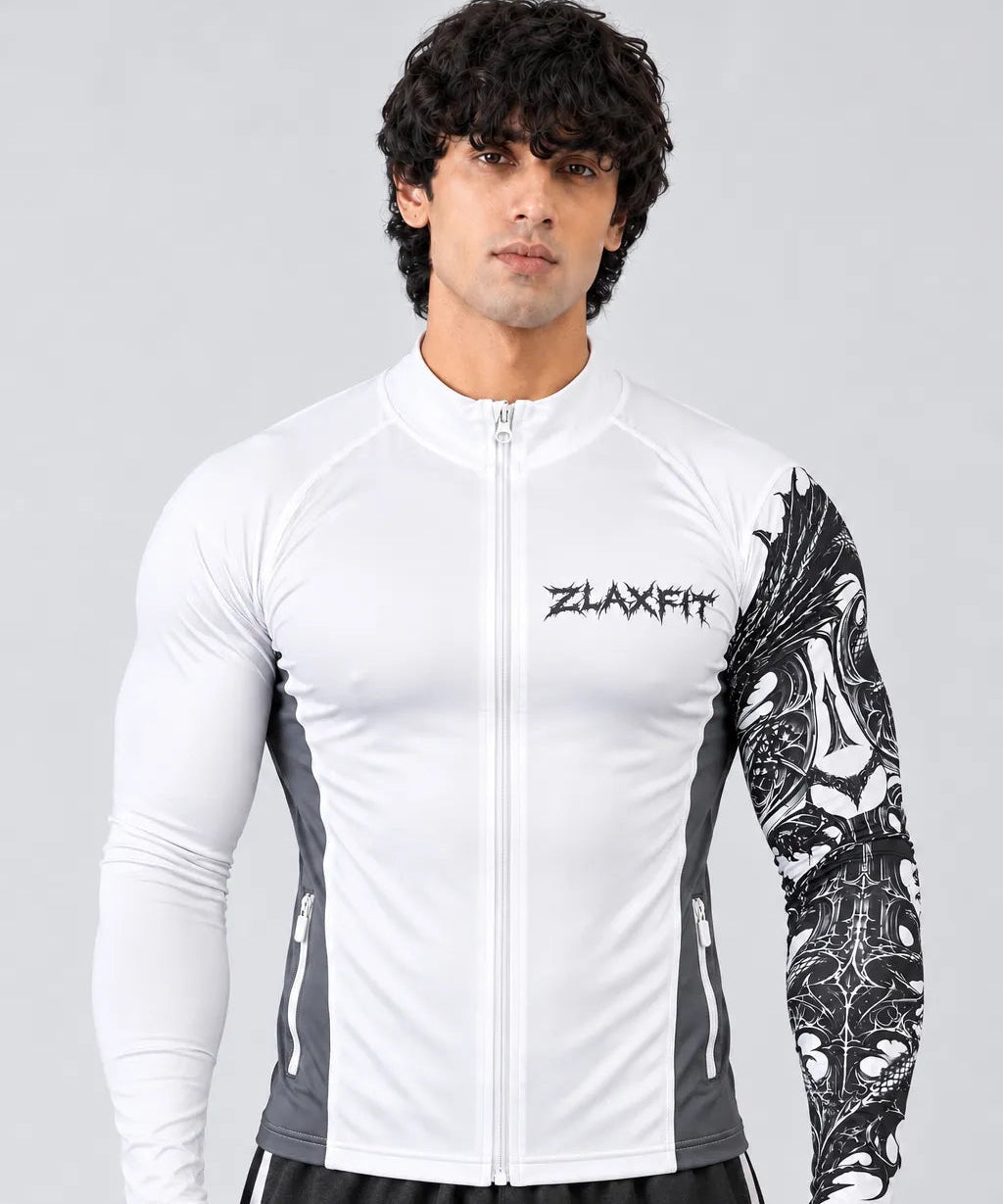 ZlaxFit Kuro Divinity white compression zip shirt jacket