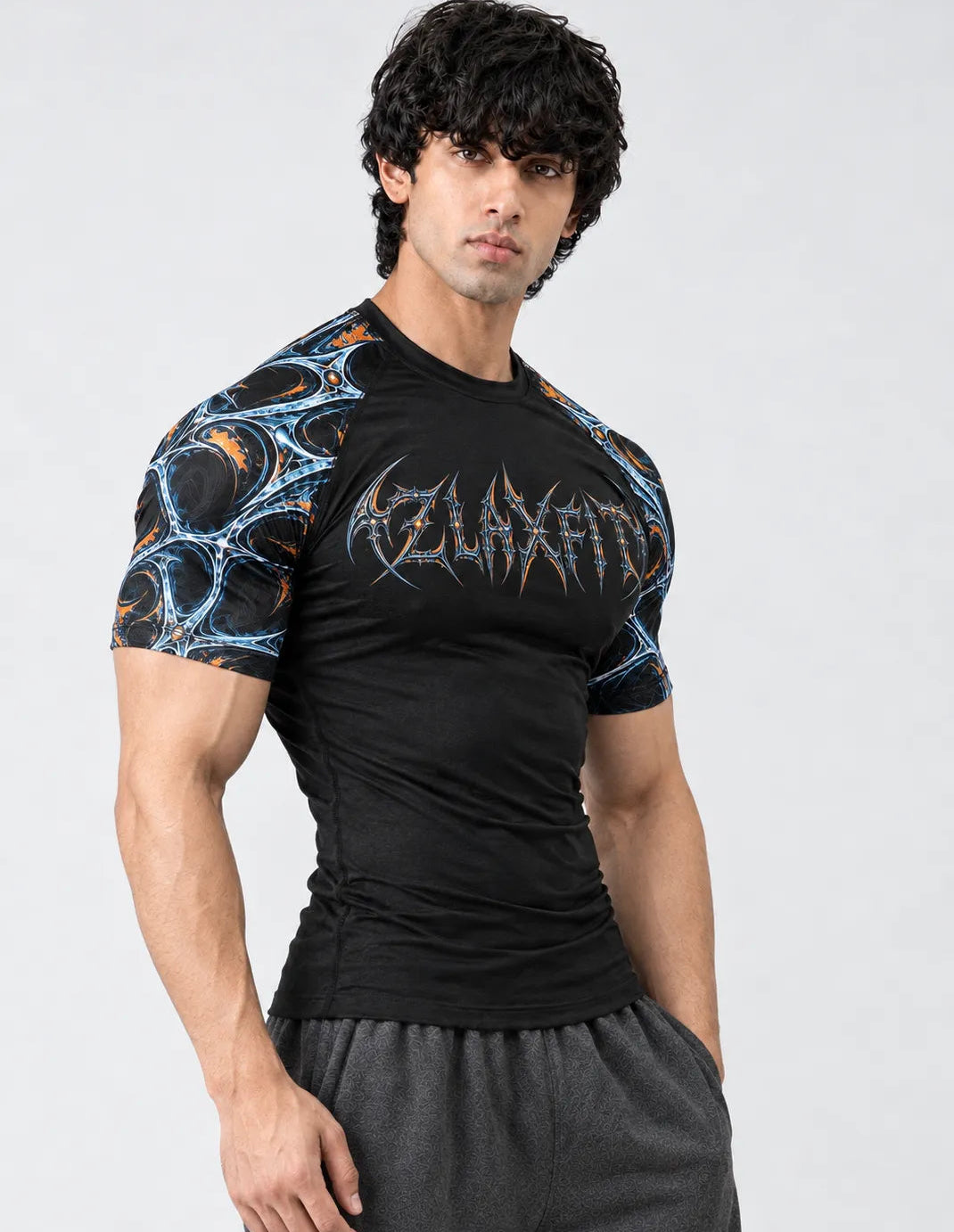 Men's black gym training shirt by ZlaxFit
