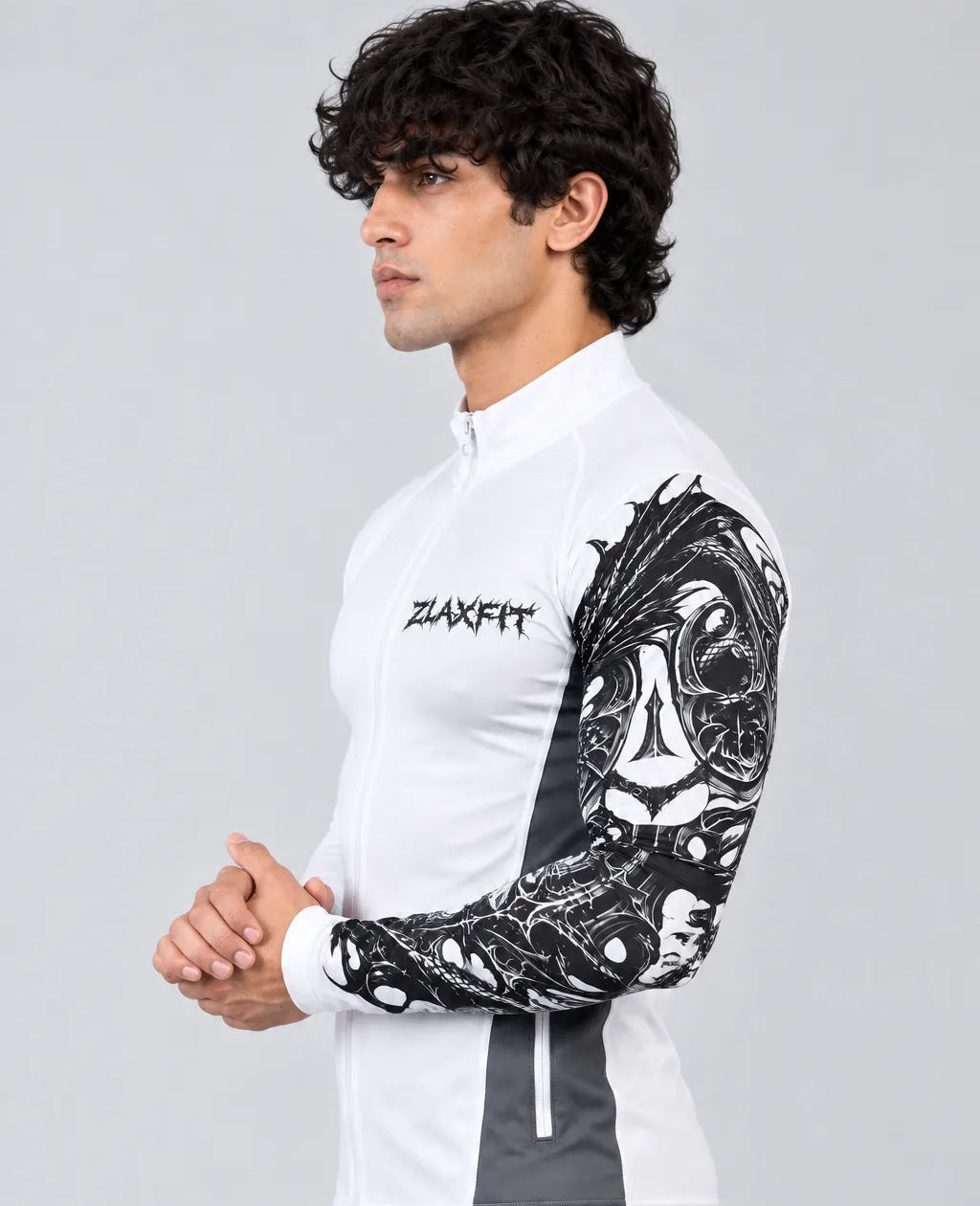 Men's white athletic zip jacket