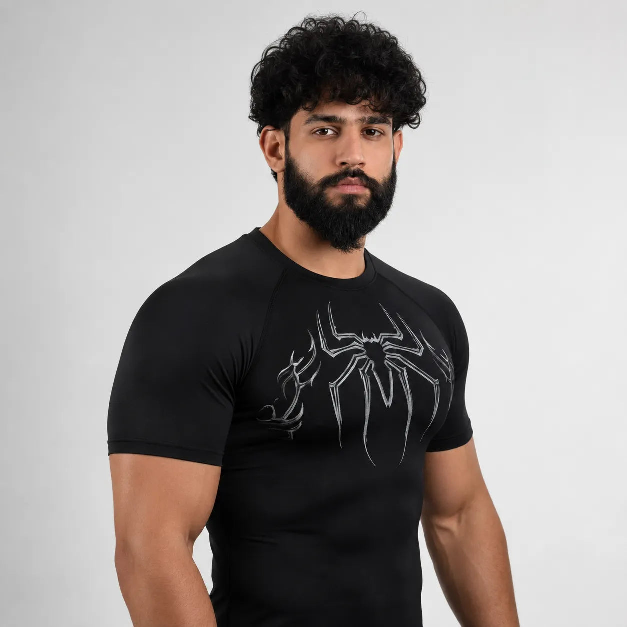 Athletic compression shirt with breathable stretch fabric