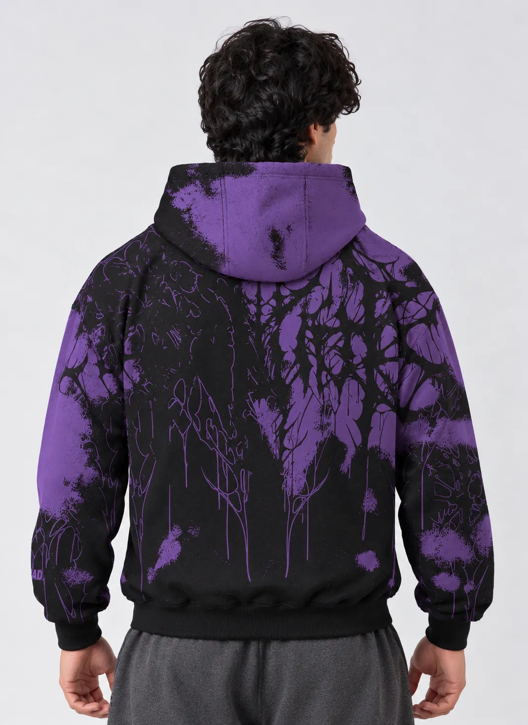 Zlaxfit Voidborn cotton fleece streetwear hoodie in purple and black