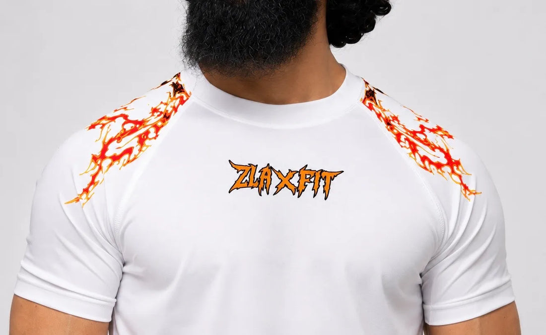 Short sleeve compression shirt white for men breathable fitness wear by Zlaxfit