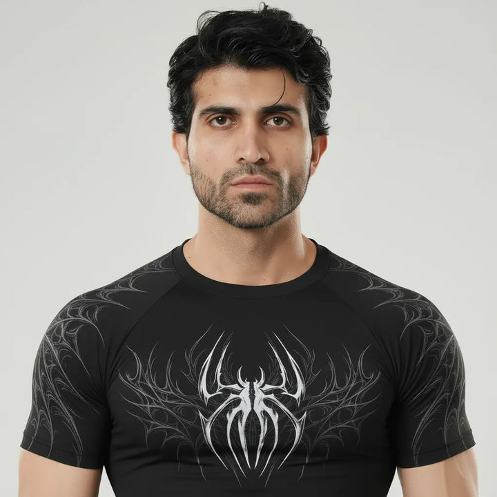 Spider Web Compression T Shirt White for men by Zlaxfit premium gym wear in Pakistan
