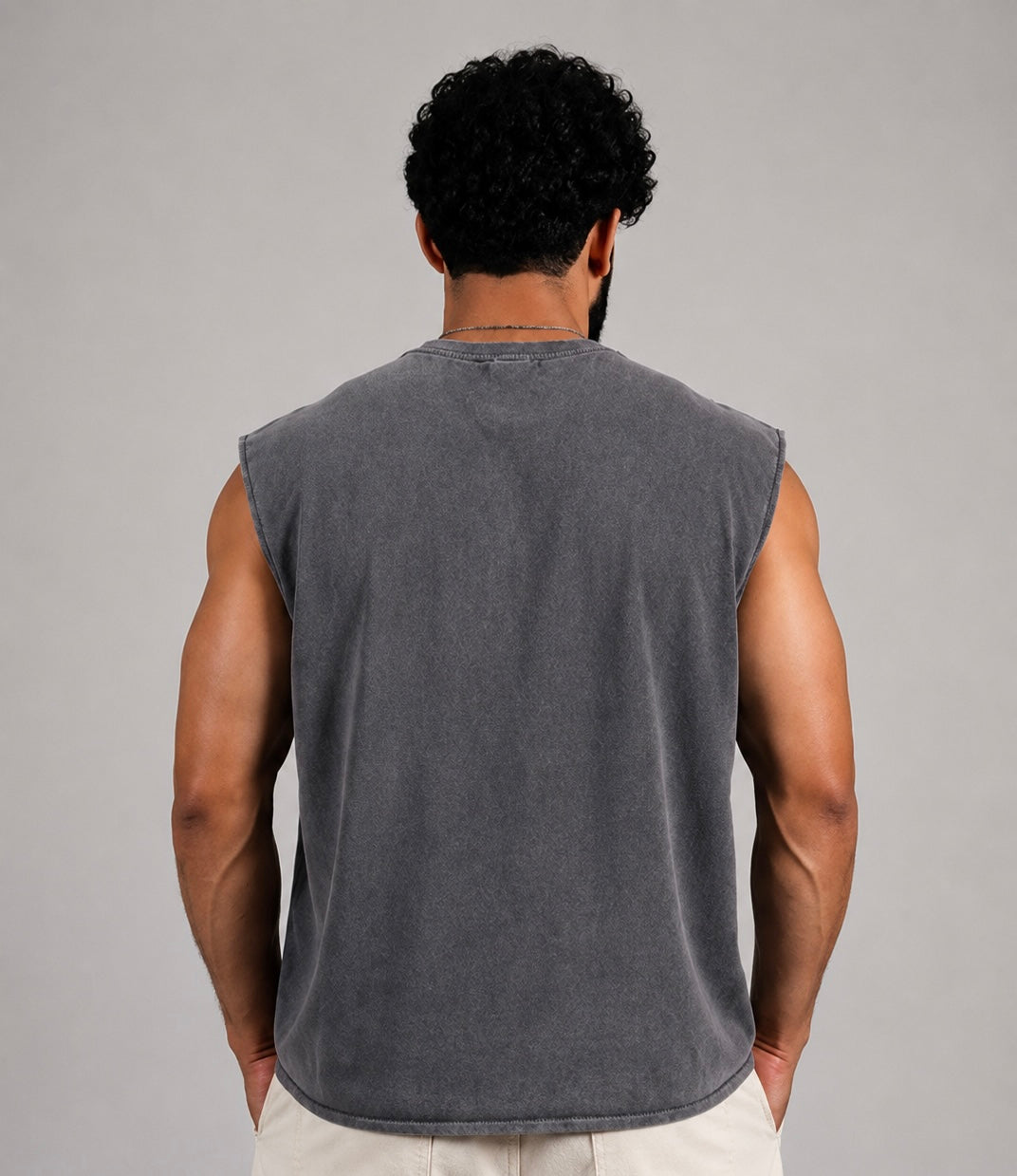 Modern streetwear gym tank for men acid wash sleeveless athletic fit