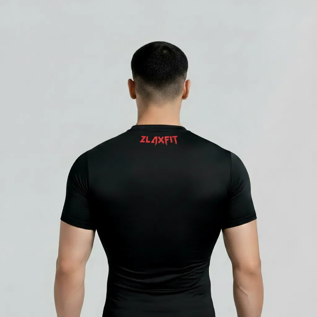 Modern gym compression shirt with Venom-inspired design
