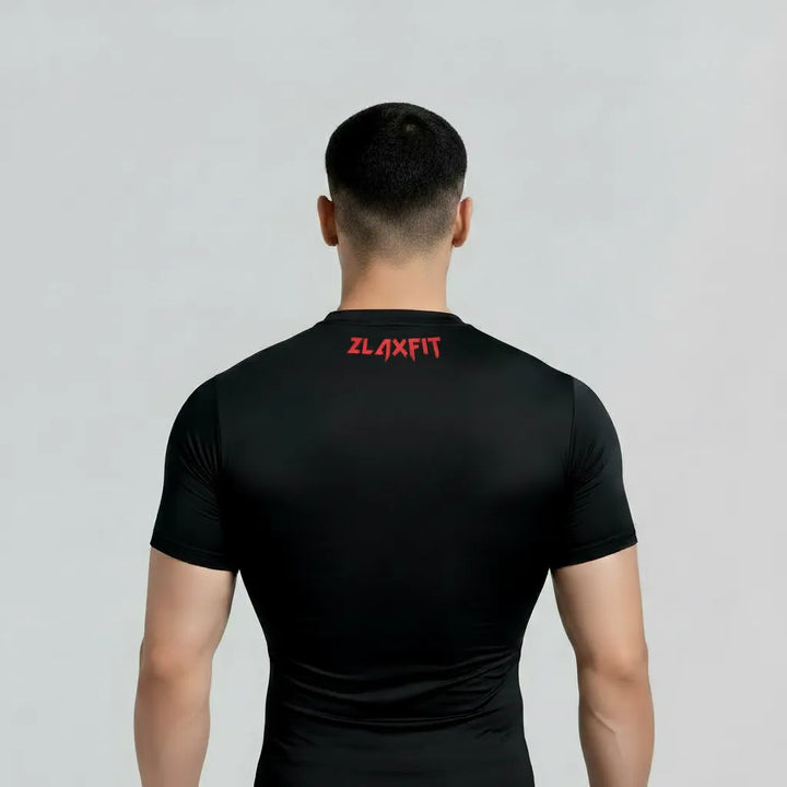 Modern gym compression shirt with Venom-inspired design