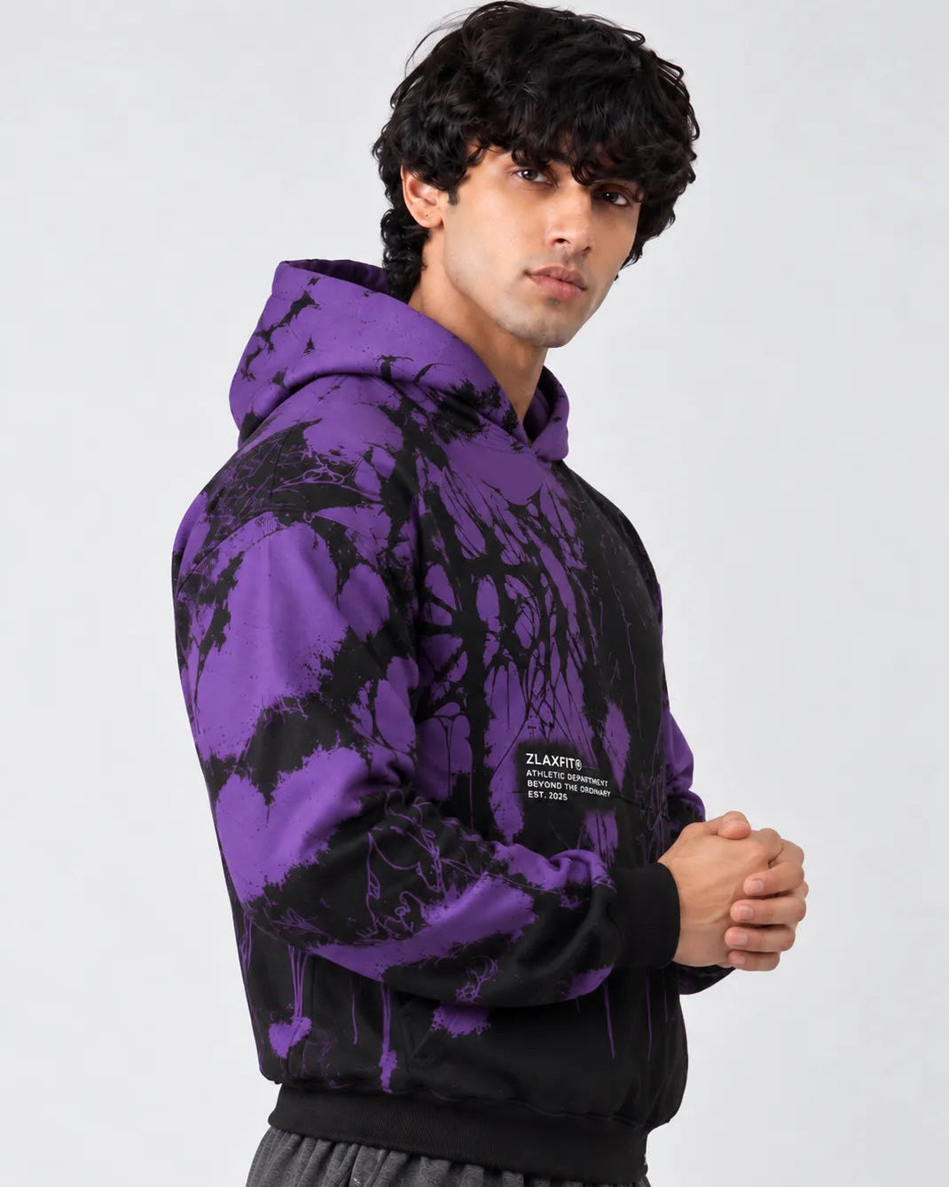 Voidborn purple and black hoodie made from 100% cotton fleece Copy ALT